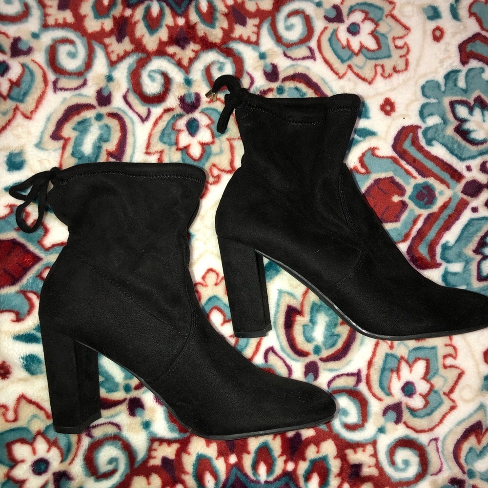 Black suede booties